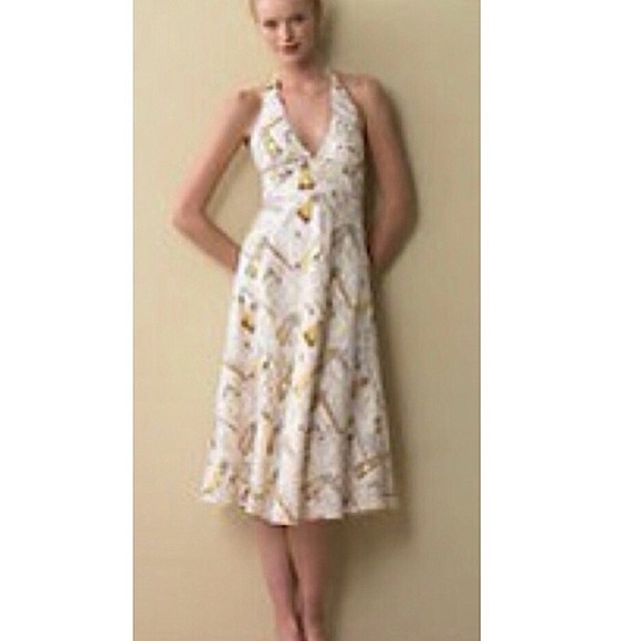 J.Crew Lighthouse Postcard Print Linen Halter Dress Sz 2 - Picture 12 of 12